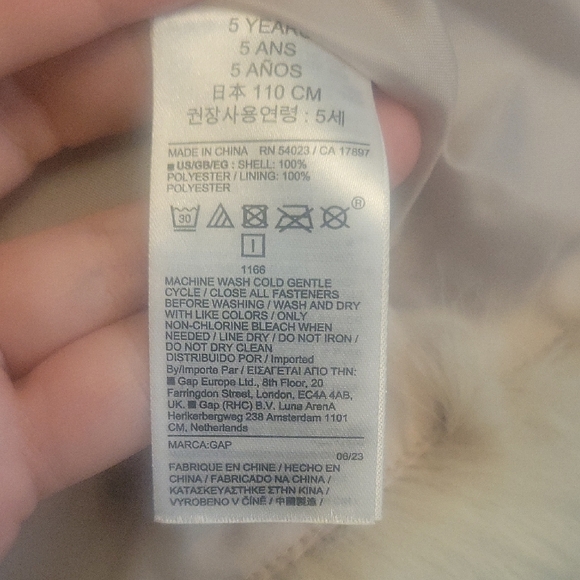 GAP Kids Faux Fur Jacket - Off-White/ Grey - Picture 3 of 4